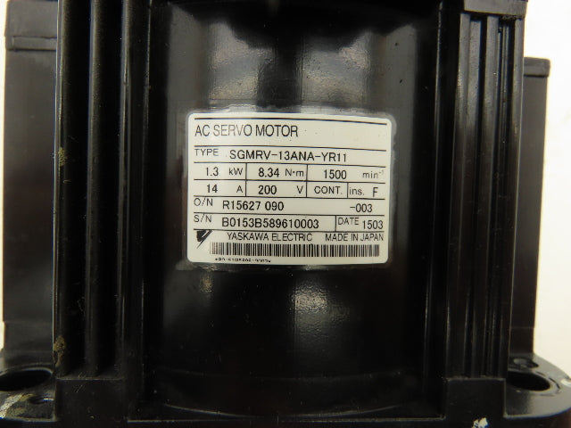 Yaskawa SGMRV-13ANA-YR11 AC Servo Motor 1.3kW 8.34Nm 1500rpm 200VAC 3Ph