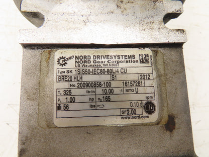 Nord SK80L/4 CUS BRE20 HLH Gearmotor 10:1 1Hp 460V 165rpm 1"Hollow Shaft w/Brake