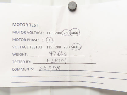 Electra Gear CBK75ETW-21AL30LE/F Gearmotor 30:1/58rpm .75Hp 230/460V 3PH w/Brake