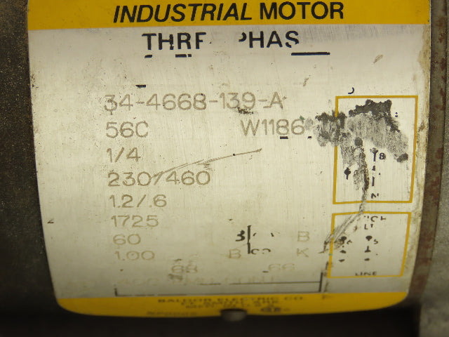 Reliance Electric Stearns Brake Motor 1/4Hp 1725 RPM 230/460V 3PH 56C 5/8"Shaft