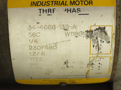 Reliance Electric Stearns Brake Motor 1/4Hp 1725 RPM 230/460V 3PH 56C 5/8"Shaft