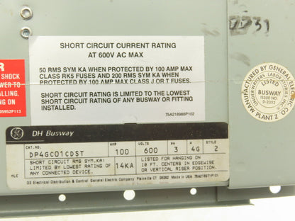 General Electric DP4GC01CDST Up Down Cross for DH Flex-A-Power Busway 100A 600V