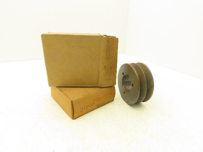 Browning  2TB40 V-Belt Pulley 2 Groove A-B Belt 4.35"OD  P1 Bushing Lot Of 2