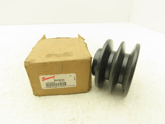 Browning 2BK30X3/4 V-Belt Pulley 2 Groove A,B Belt 3.15"OD x 3/4" Bore