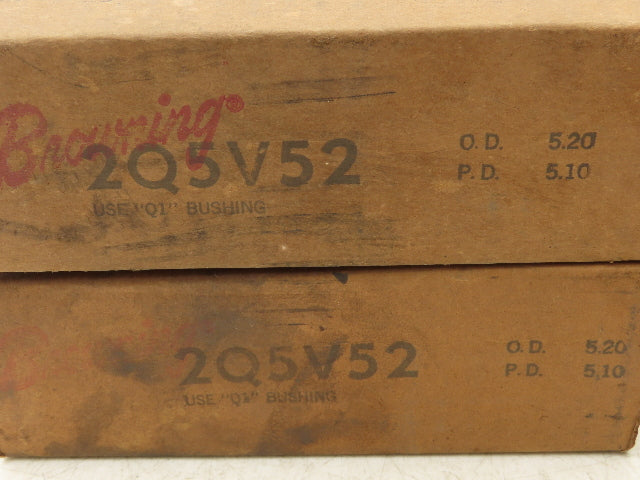 Browning 2Q5V52 2 Groove V-Belt Pulley 5.2"OD 5V Belt Q1 Bushing Lot Of 2
