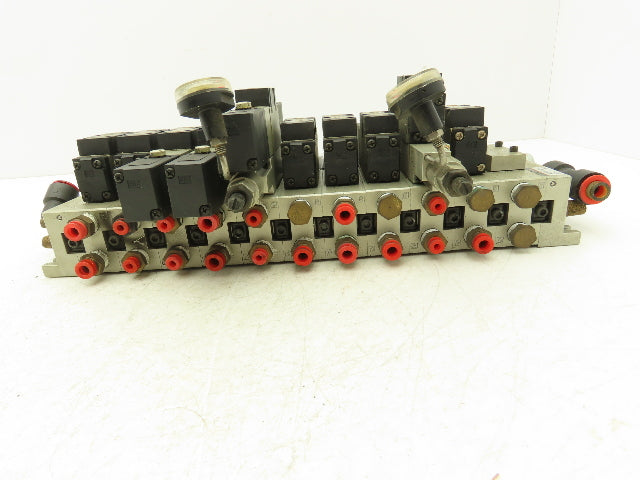 SMC NVV5FS2-01T-111-02T  11-Station Pneumatic Solenoid Valve Manifold Assembly
