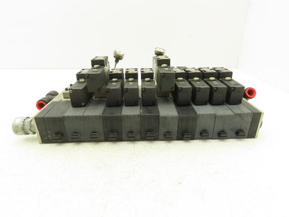 SMC NVV5FS2-01T-111-02T  11-Station Pneumatic Solenoid Valve Manifold Assembly
