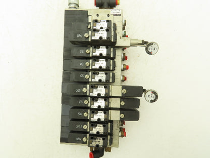 SMC NVV5FS2-01T-111-02T  11-Station Pneumatic Solenoid Valve Manifold Assembly