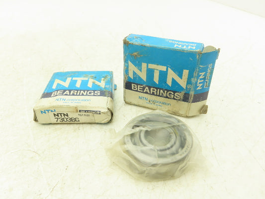 NTN 7303BG Ball Bearing Angular Contact 17mm-ID x 47mm-OD x 14mm-W Lot Of 2