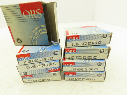 ORS 6302 ZZ G93 C3 Ball Bearing Shielded 15mm-ID x 42mm-OD x 13mm-W Lot Of 8