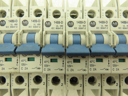 Allen Bradley 1489-D1C020 Circuit Breaker 2A 1 Pole 125 VAC Ser A Lot of 14