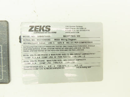 Zeks 681867 Air Dryer Controller Membrane 500HSFA400 Control Panel