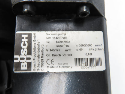 Busch Mink MM 1142BV Rotary Dry Claw Vacuum Pump 103cfm 4.8kw 230/460V 3PH