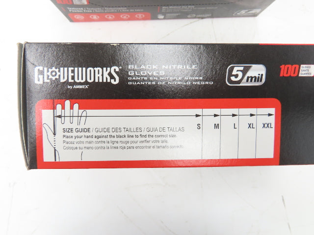 Ammex Gloveworks Small Black Nitrile Gloves Textured Non-Med 100ct Case of 1000