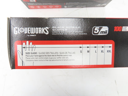 Ammex Gloveworks Small Black Nitrile Gloves Textured Non-Med 100ct Case of 1000