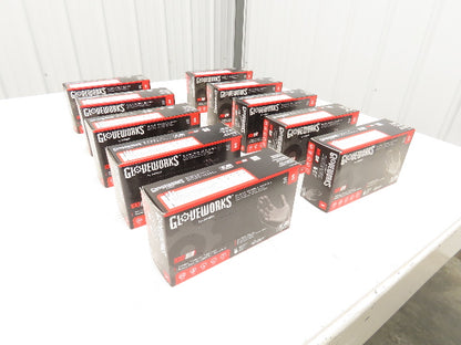 Ammex Gloveworks Small Black Nitrile Gloves Textured Non-Med 100ct Case of 1000