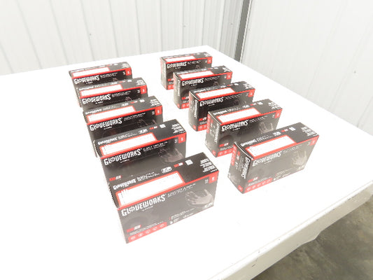Ammex Gloveworks Small Black Nitrile Gloves Textured Non-Med 100ct Case of 1000