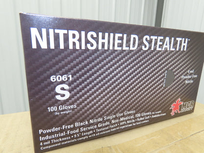 MCR Nitrishield Stealth Small Black Nitrile Gloves 4 Mil Non-Med 100ct Lot of 11