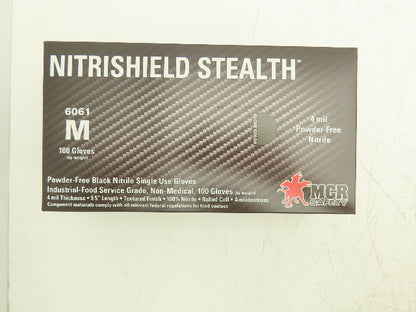 MCR Nitrishield Stealth Medium Black Nitrile Gloves 4 Mil 100ct Lot of 10