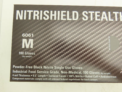 MCR Nitrishield Stealth Medium Black Nitrile Gloves 4 Mil 100ct Lot of 10