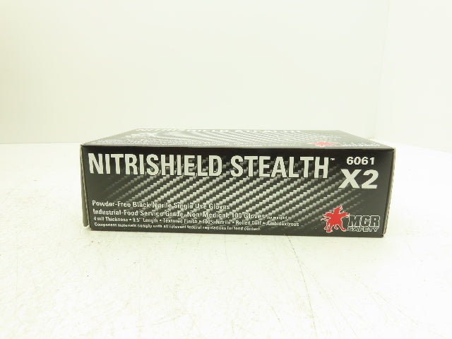 MCR Nitrishield Stealth XXL Black Nitrile Gloves 4 Mil 2XL 100ct Lot of 10