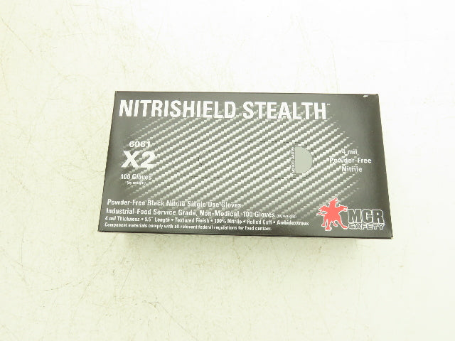 MCR Nitrishield Stealth XXL Black Nitrile Gloves 4 Mil 2XL 100ct Lot of 10