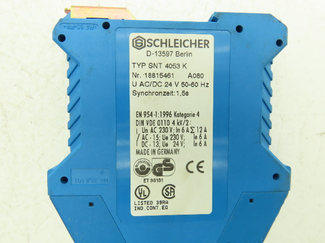 Schleicher SNT 4053 K Safety Relay 24VAC / 24VDC 50/60Hz 3NO 1NC