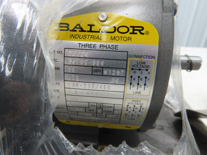 Baldor M3104 AC Electric Fan Motor 0.33Hp 1725rpm 230/460VAC 3Ph 56C 34F06-884