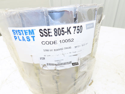System Plast SSE 805-K 750 7.5" Stainless TableTop Straight Conveyor Chain 10'