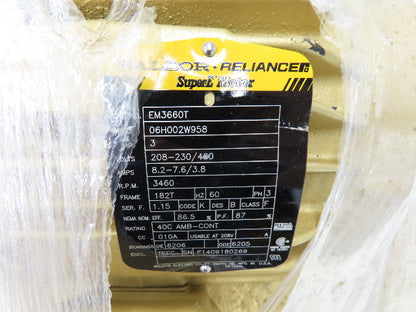 Baldor EM3660T AC Electric Motor 3Hp 3460rpm 230/460VAC 3Ph 182T 06H002W958