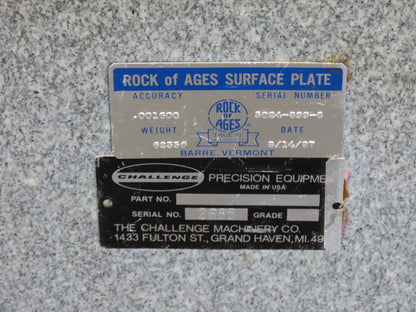 Rock of Ages Granite Surface Inspection Plate Table 96x48x14" Grade B Type 8x4'