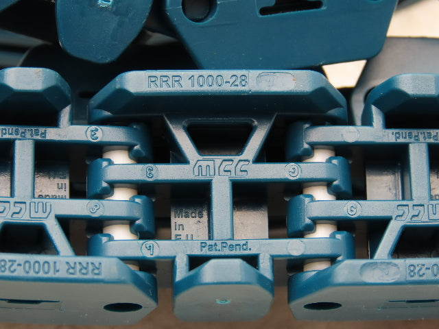 MCC Rexnord RRR 1000-28 Raised Rib Rail Track 28mm Mattop Conveyor Chain 9' 1"