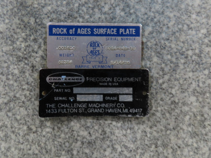 Rock of Ages 4x8' Granite Surface Inspection Plate Table 96x48x14" Grade B Type