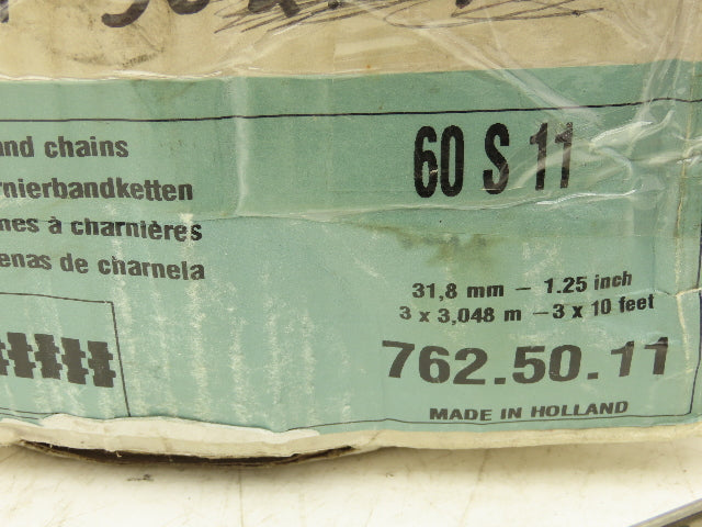 MCC/Rexnord 60S11 SSR812 1.25" Stainless TableTop Conveyor Chain 19' Lot of 2pcs