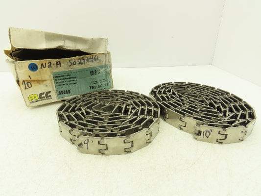 MCC/Rexnord 60S11 SSR812 1.25" Stainless TableTop Conveyor Chain 19' Lot of 2pcs