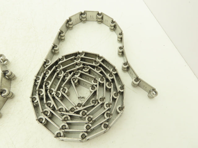 MCC/Rexnord 60S11 SSR812 1.25" Stainless TableTop Conveyor Chain 14' Lot of 2Pcs