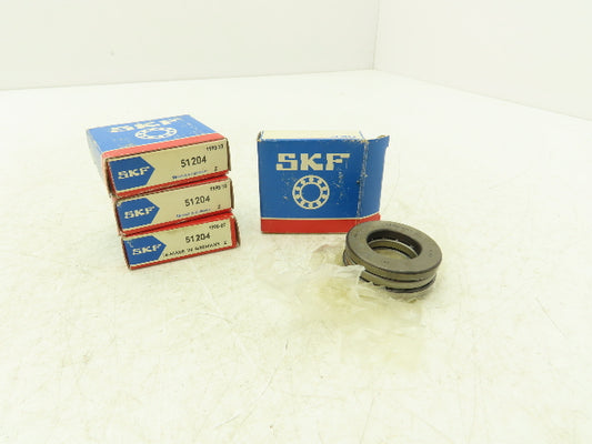 SKF 51204 Thrust Ball Bearing 20mm-ID x 40mm-OD x 14mm-Thickness Lot Of 5
