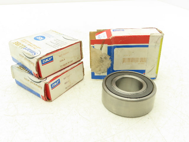 SKF 3206A Double Row Ball Bearing 30mm-ID x 62mm-OD x 23.8mm-Width Lot Of 3