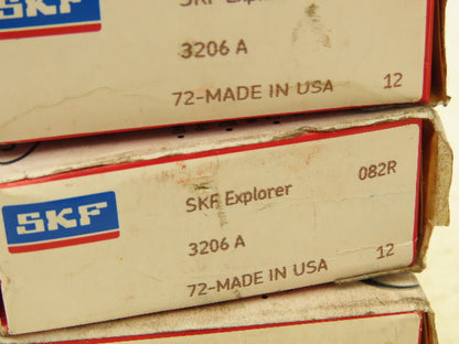 SKF 3206A Double Row Ball Bearing 30mm-ID x 62mm-OD x 23.8mm-Width Lot Of 4