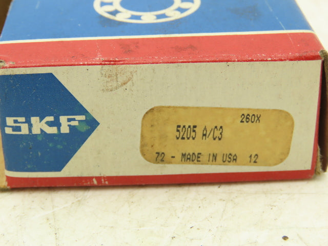SKF SKF 5205 A/C3 Ball Bearing 25mm-ID x 52mm-OD x 20.6mm-Width Lot Of 2