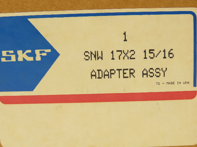 SKF SNW 17X2 15/16 Adapter Sleeve 2.9375" ID 63.14mm-Length 3.340-12 Thread Size