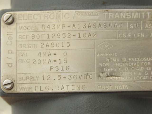 Foxboro 843MP-AI3ASASAAM Electronic Pressure Transmitter W/2" Flange Diaphragm