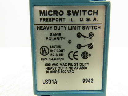 Honeywell LSD1A Micro Switch Heavy Duty Limit Switch 10A 600V