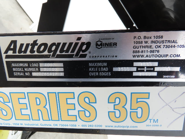 Autoquip 36S40 Hydraulic Scissor Lift Table 4000lb 36" Travel 36x48" Top 1Ph