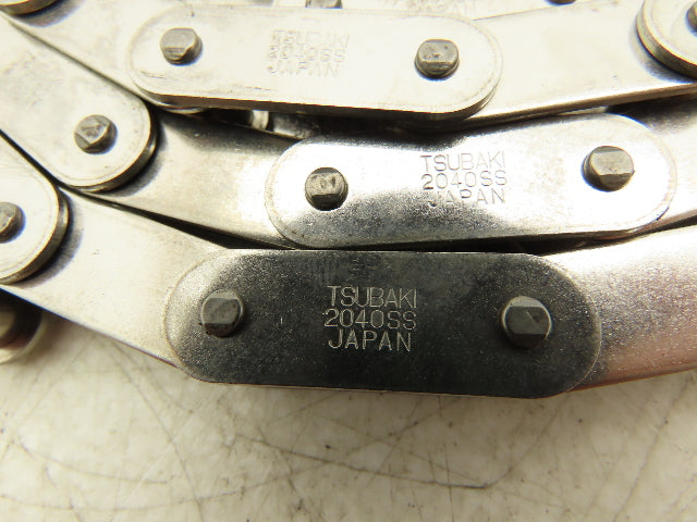 Tsubaki 2040SS Stainless Roller Chain 1" Pitch 10'L Single Strand  Lot of 2