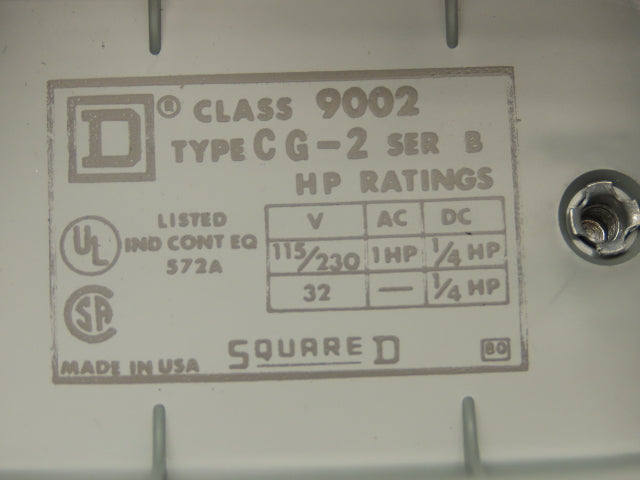 Square D CG-2 Foot Switch Class 9002