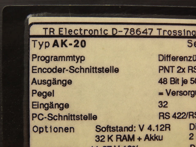 TR Electronic AK20-PNT-P HMI Operator Control Panel Push Button W/Display
