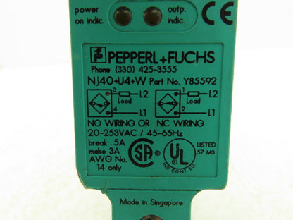 Pepperl + Fuchs NJ40+U4+W Proximity Sensor Switch 20-253VAC Y85592