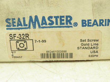 SealMaster SF-32R Flange Ball Bearing 2" Bore W/Bearing Insert 1-2 4 Bolt Mount