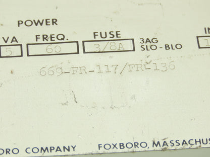 Foxboro 669-FR-117/FR-136 Analog Pressure Recorder Rack Mount Module Unit
